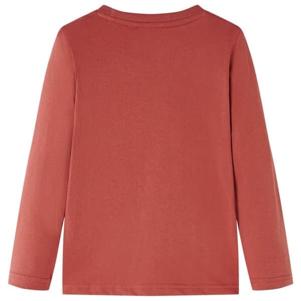 Langærmet T-shirt til børn str. 116 henna