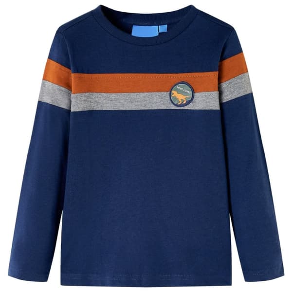 Langærmet T-shirt til børn str. 104 marineblå
