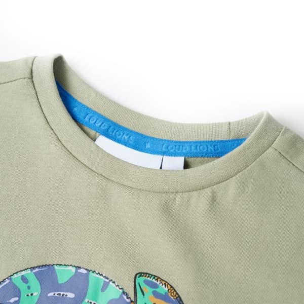 T-shirt med korta ärmar för barn ljus khaki 92