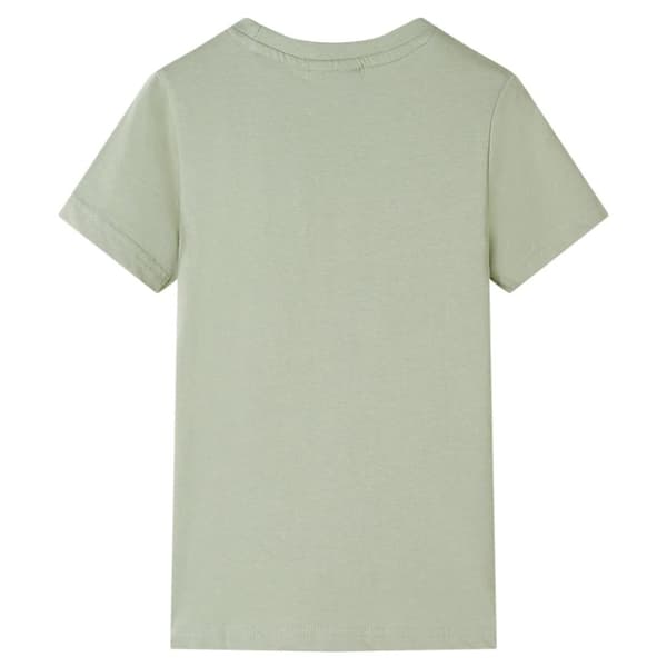 Kortærmet T-shirt til børn str. 116 lys kakifarve