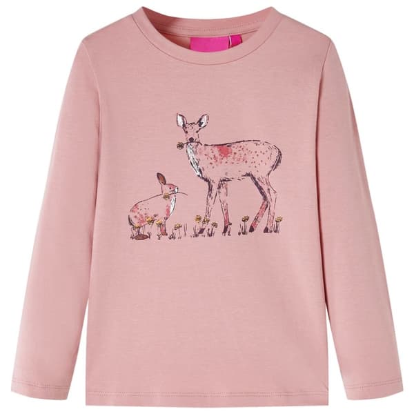 T-shirt med långa ärmar för barnrosa 92