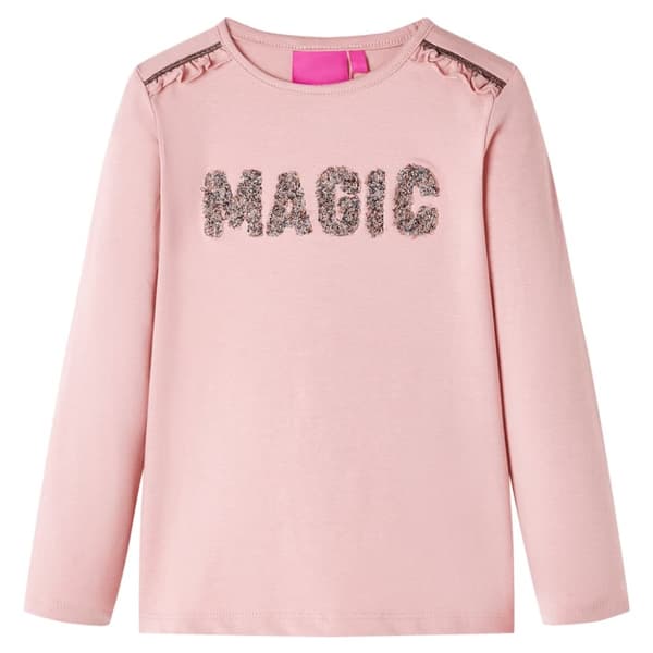 T-shirt med långa ärmar för barn stark rosa 128