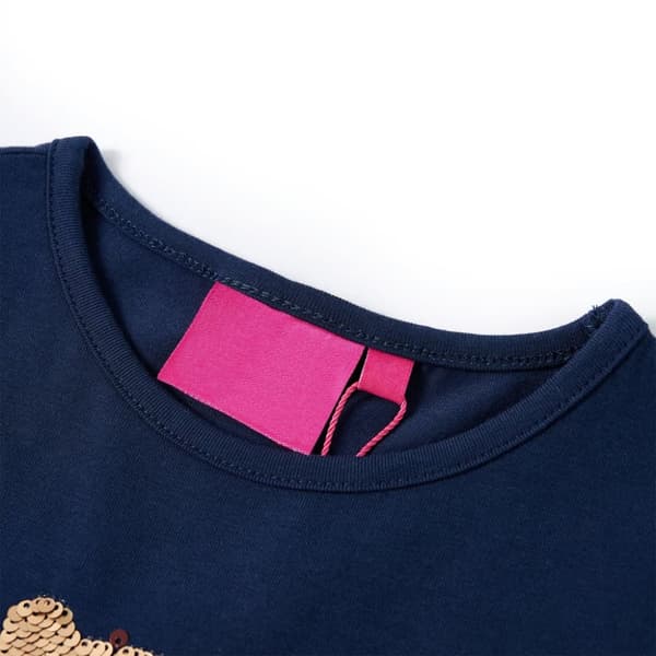 T-shirt med långa ärmar för barn marinblå 104