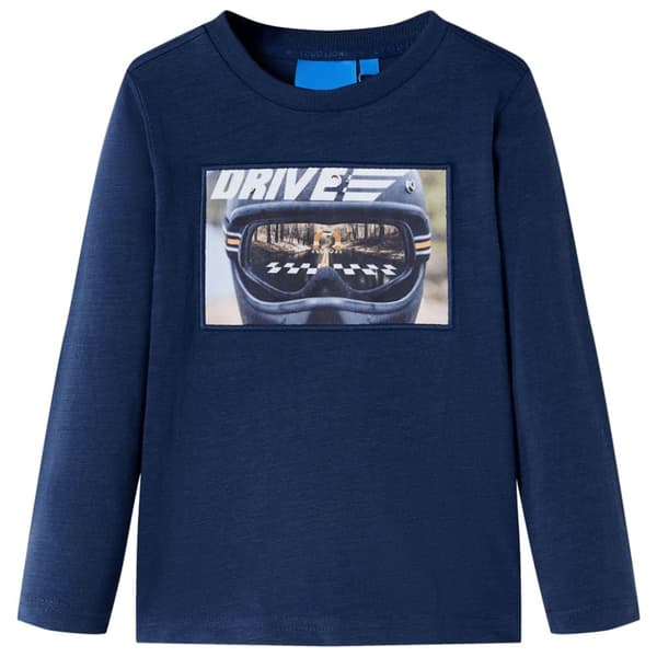 T-shirt med långa ärmar för barn marinblå melange 104