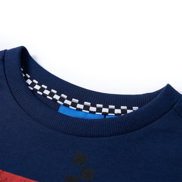 T-shirt med långa ärmar för barn marinblå 128