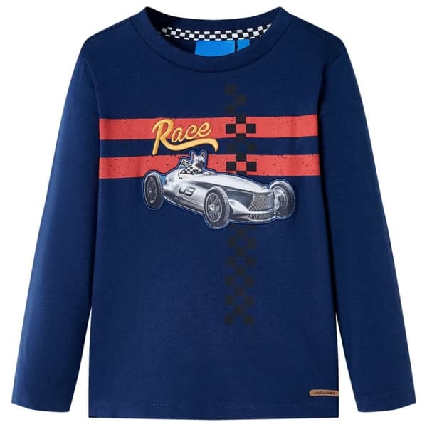 T-shirt med långa ärmar för barn marinblå 128