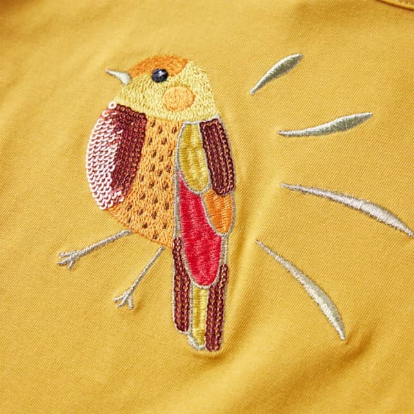 T-shirt med långa ärmar för barn mörk ockra 140