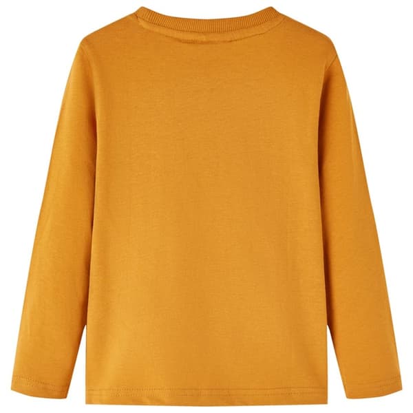 T-shirt med långa ärmar för barn mörk ockra 128