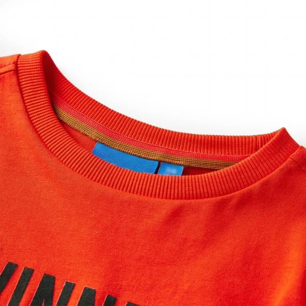 T-shirt med långa ärmar för barn stark orange 128