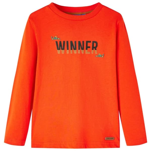 T-shirt med långa ärmar för barn stark orange 128