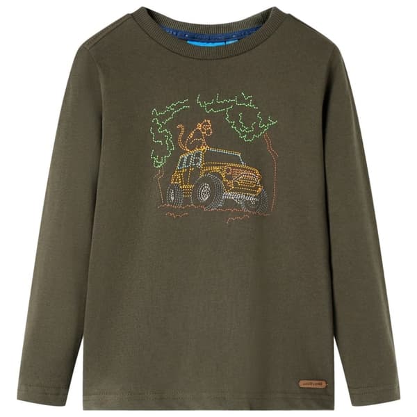 T-shirt med långa ärmar för barn khaki 92