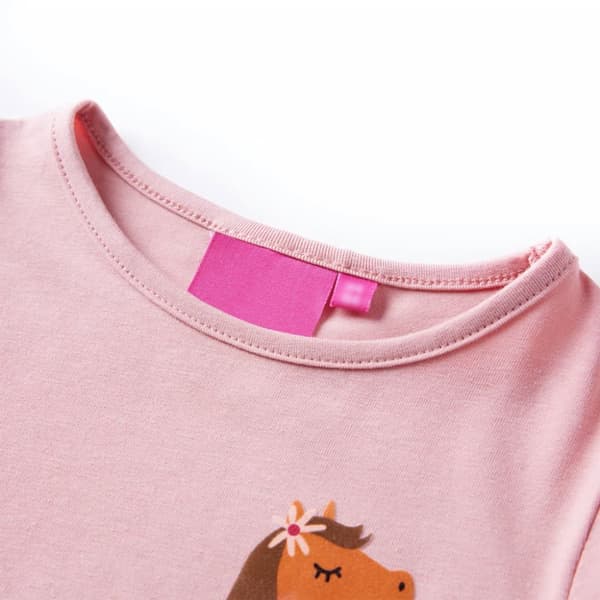 T-shirt med långa ärmar för barn ljus rosa 140