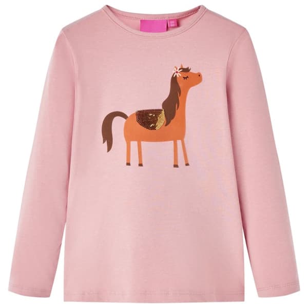 T-shirt med långa ärmar för barn ljus rosa 140