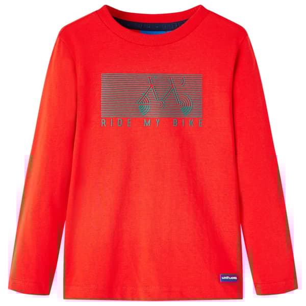Langærmet T-shirt til børn str. 128 rød