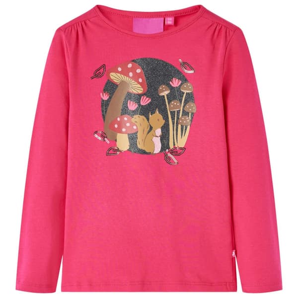 T-shirt med långa ärmar för barn stark rosa 104