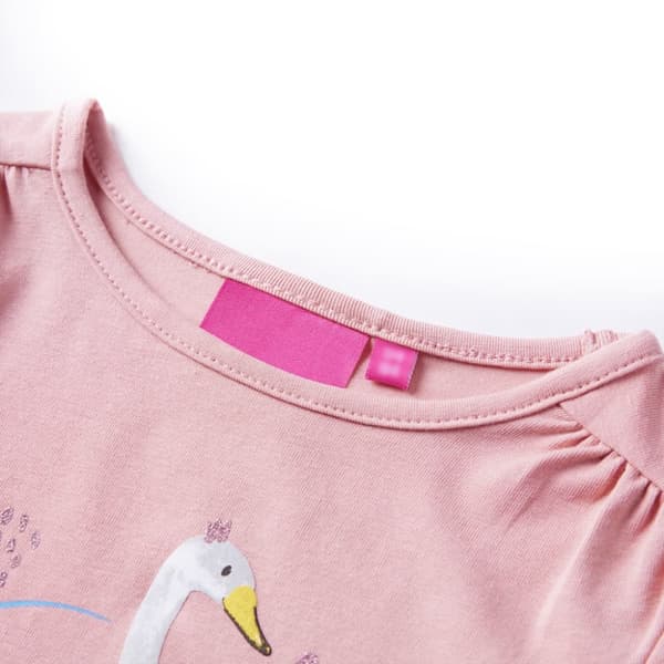 T-shirt med långa ärmar för barn ljusrosa 128