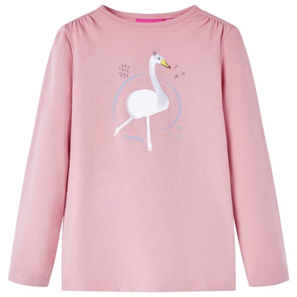 T-shirt med långa ärmar för barn ljusrosa 128