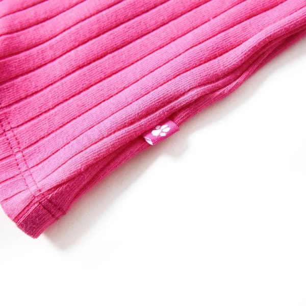 T-shirt med långa ärmar för barn ribbstickad stark rosa 92