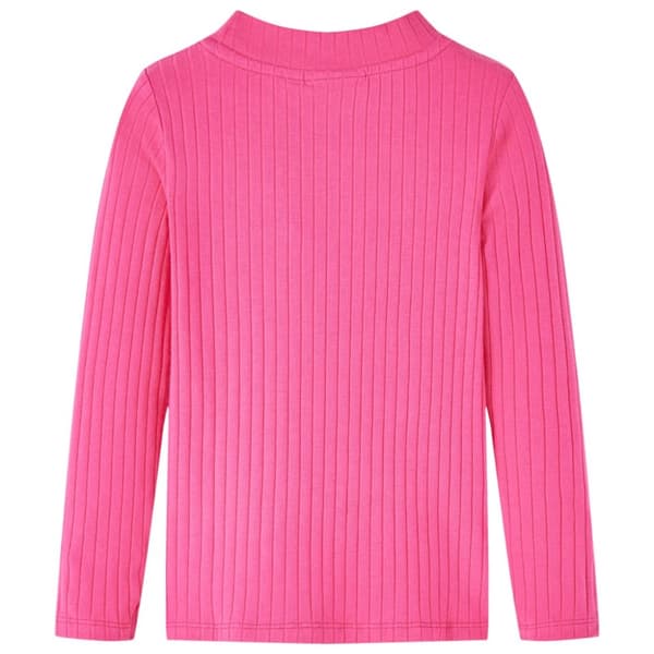 T-shirt med långa ärmar för barn ribbstickad stark rosa 92
