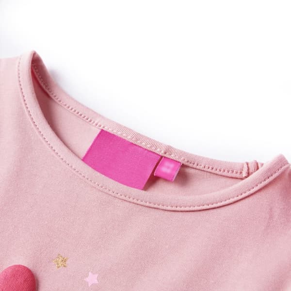 Langærmet T-shirt til børn str. 104 lyserød
