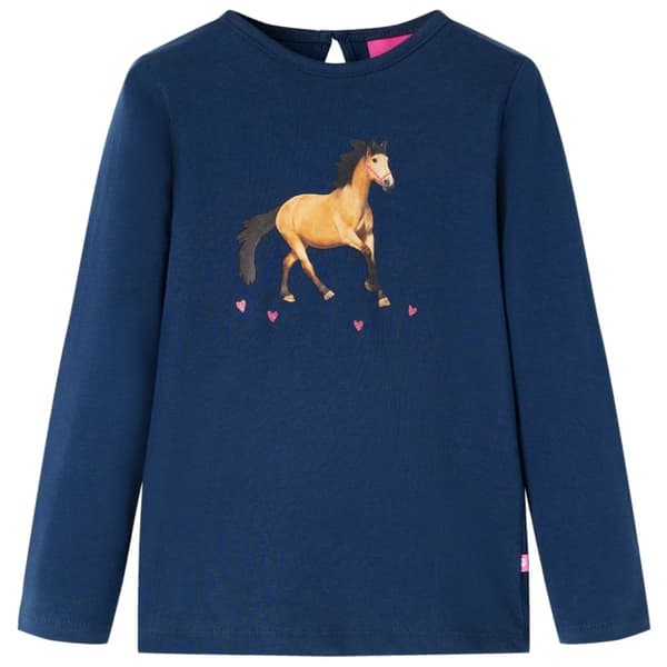T-shirt med långa ärmar för barn marinblå 92
