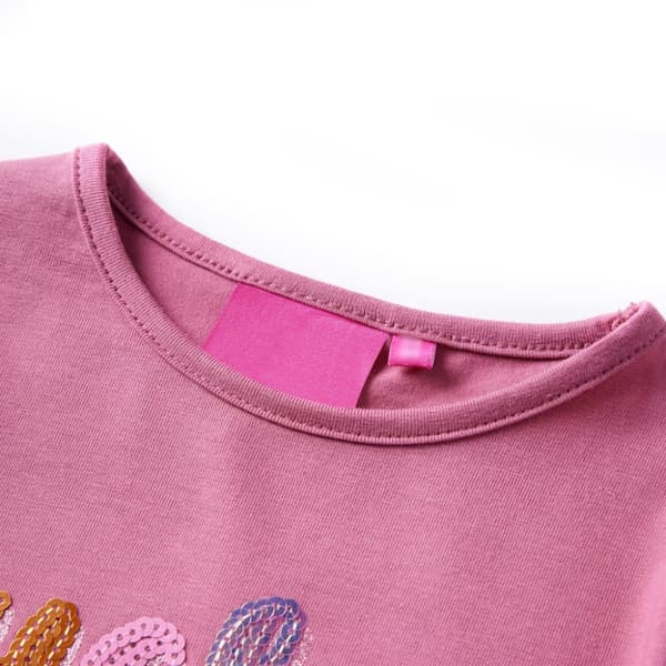 T-shirt med långa ärmar för barn hallonrosa 92