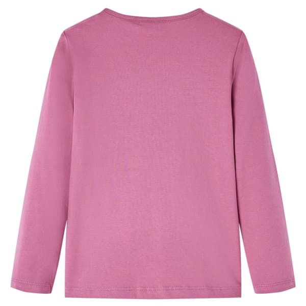 T-shirt med långa ärmar för barn hallonrosa 92