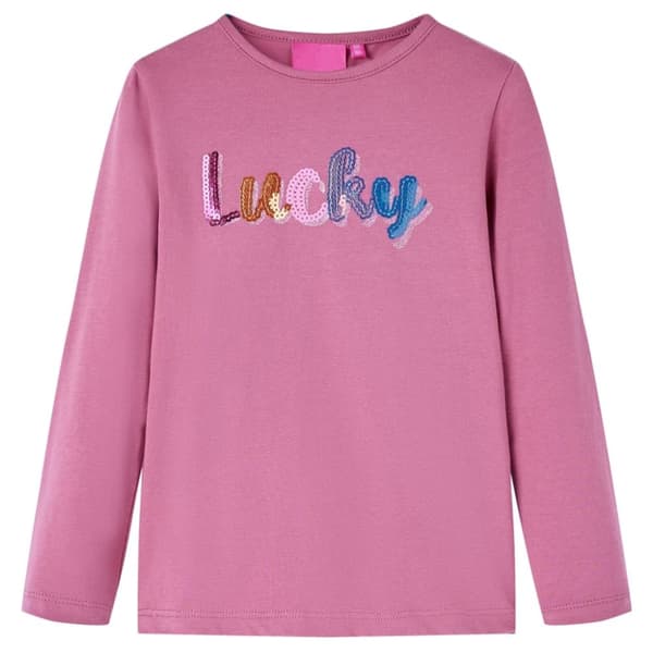 T-shirt med långa ärmar för barn hallonrosa 92