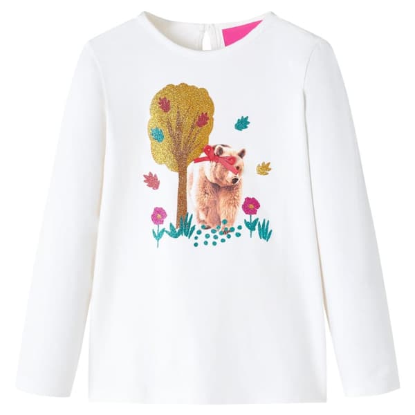 T-shirt med långa ärmar för barn ecru 140