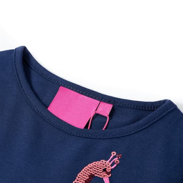 T-shirt med långa ärmar för barn marinblå 116