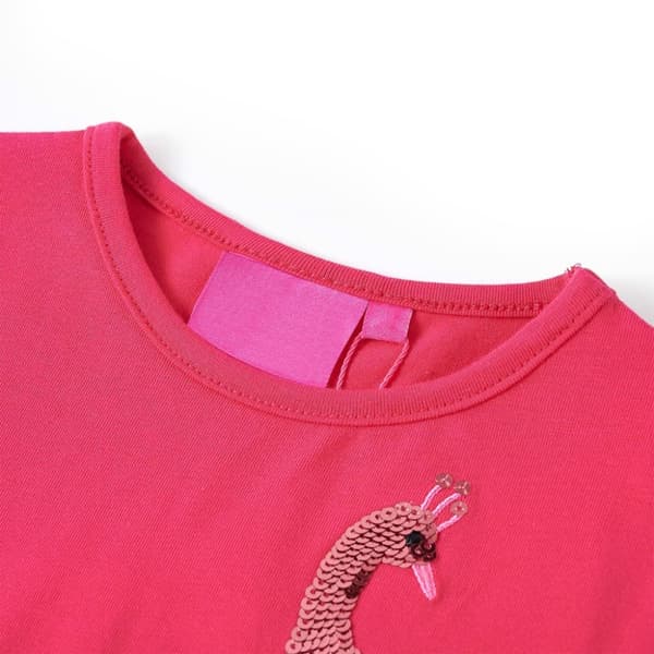 T-shirt med långa ärmar för barn stark rosa 92