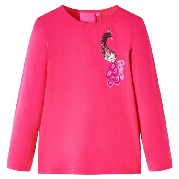 T-shirt med långa ärmar för barn stark rosa 92