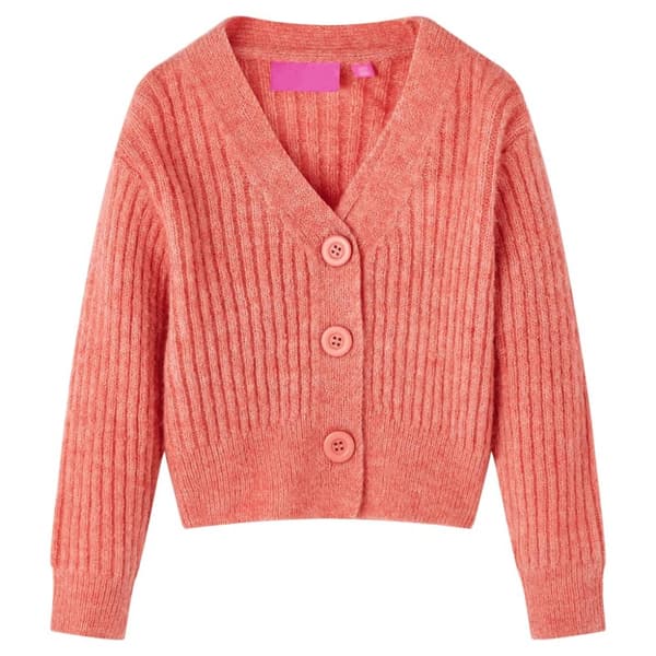 Strikket cardigan til børn str. 116 laksefarvet