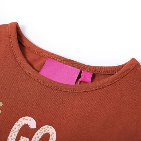 T-shirt med långa ärmar för barn konjaksbrun 116