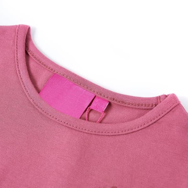 T-shirt med långa ärmar för barn hallonrosa 128