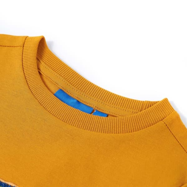 T-shirt med långa ärmar för barn ockra 128
