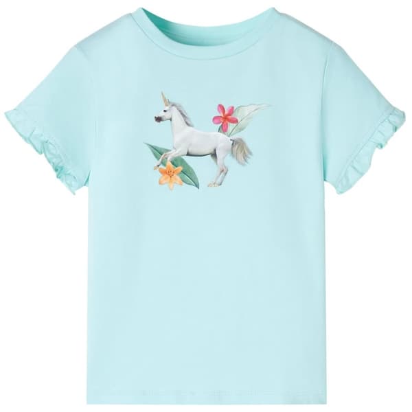 T-shirt med korta ärmar för barn ljus aqua 140