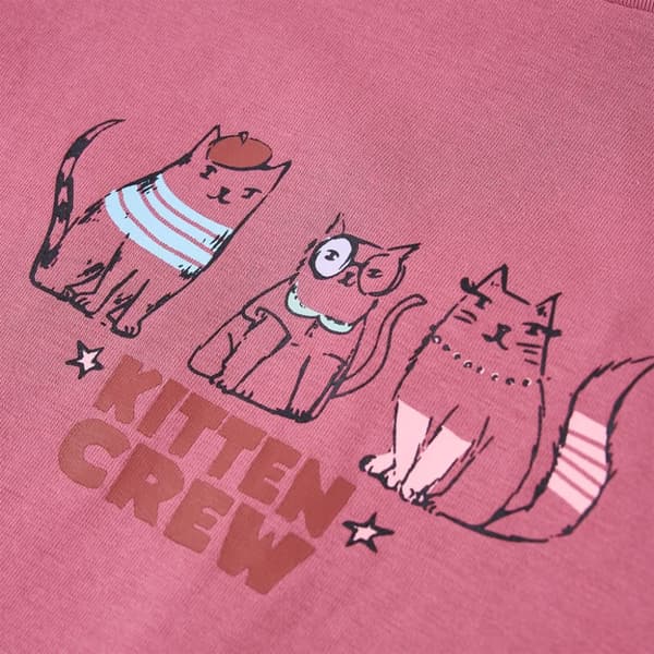 T-shirt med långa ärmar för barn hallonrosa 128
