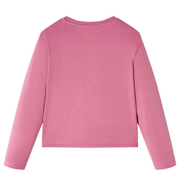 T-shirt med långa ärmar för barn hallonrosa 128