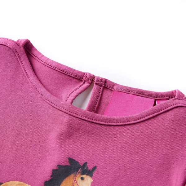 T-shirt med långa ärmar för barn hallonrosa 92