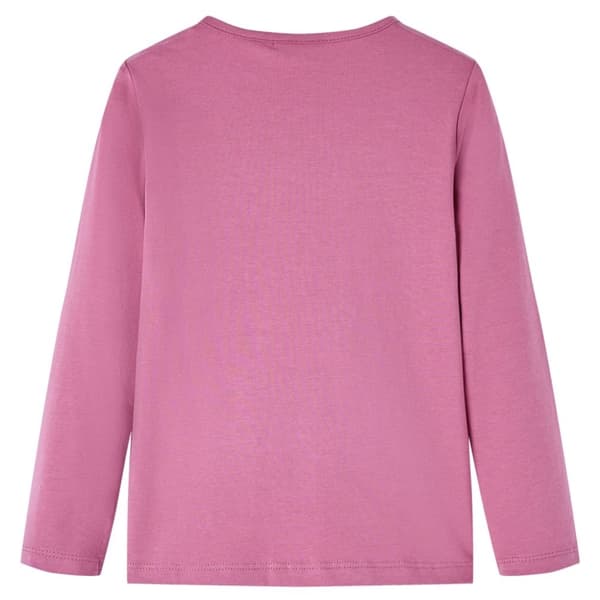 T-shirt med långa ärmar för barn hallonrosa 104