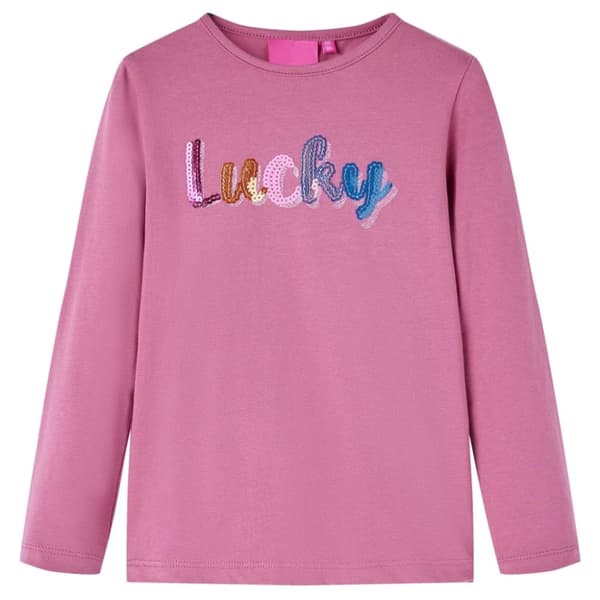 T-shirt med långa ärmar för barn hallonrosa 104