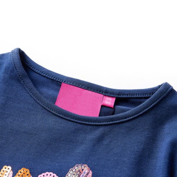 Langærmet T-shirt til børn str. 92 marineblå