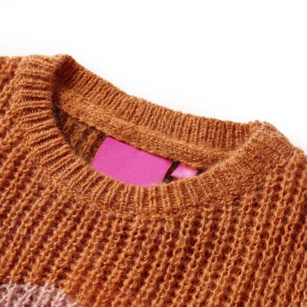 Sweater til børn str. 92 strikket cognacfarvet