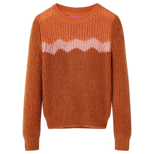 Sweater til børn str. 92 strikket cognacfarvet