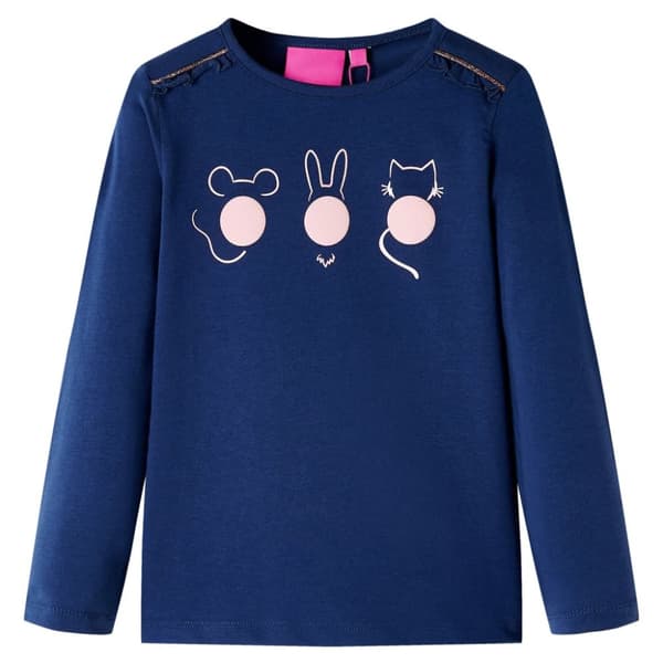 T-shirt med långa ärmar för barn marinblå 92