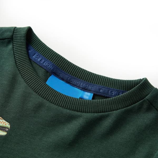 T-shirt med långa ärmar för barn mörkgrön 92