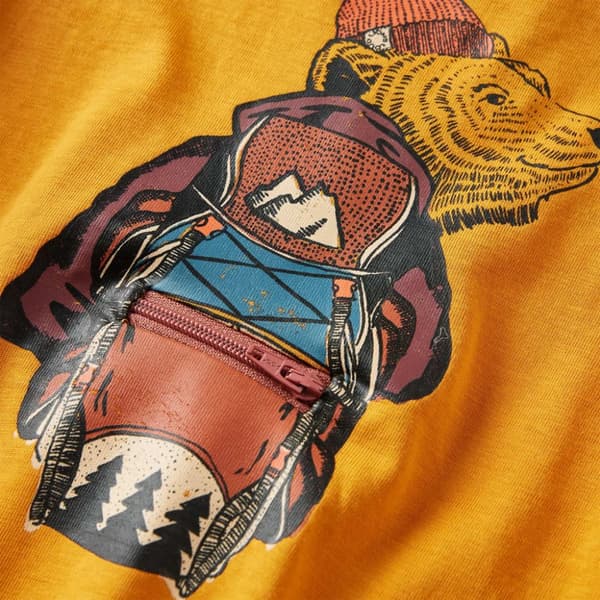 T-shirt med långa ärmar för barn ockra 128