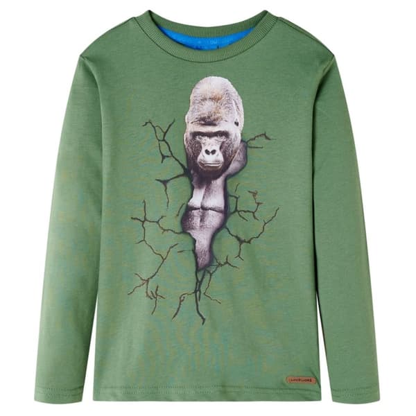 T-shirt med långa ärmar för barn ljus khaki 116