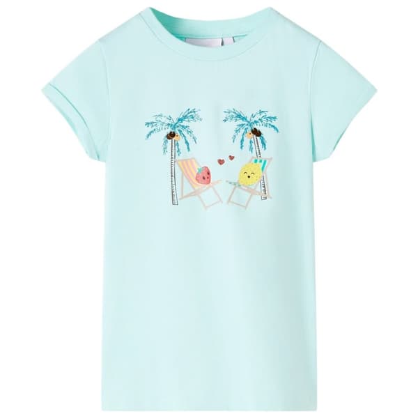 T-shirt för barn ljusaqua 92